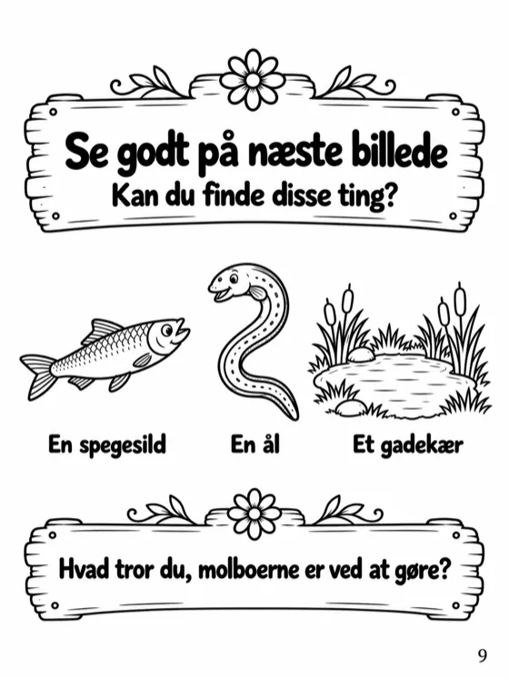 Opgavesiden til historie 3: se godt på billedet og find tre ting