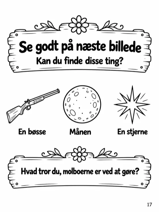 Opgavesiden til historie 5: se godt på billedet og find tre ting